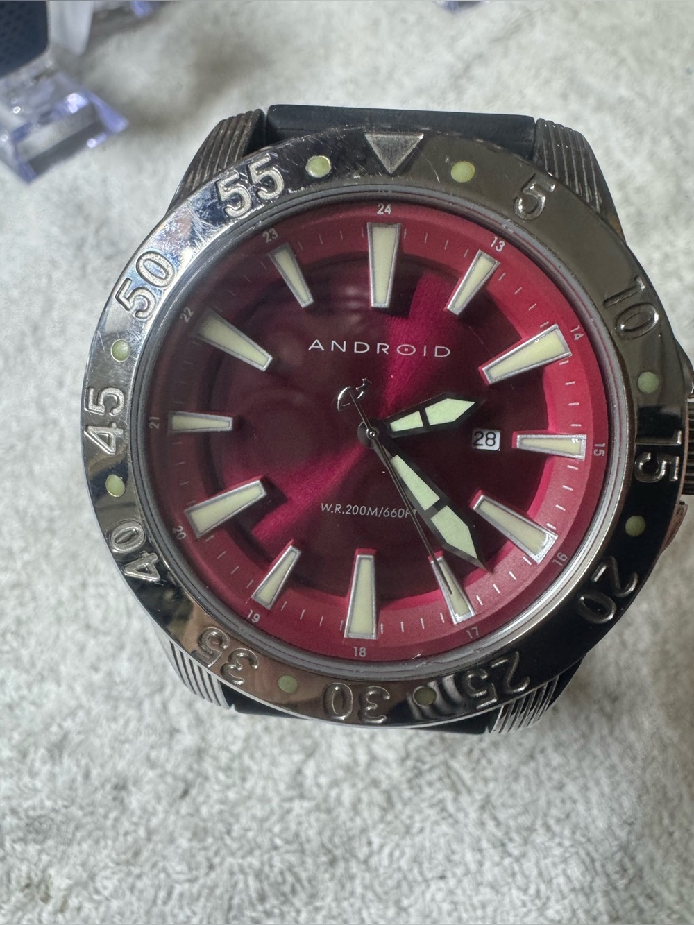 Android AD816 Stainless Steel Diver Watch - Red Dial, Black Strap